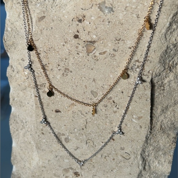 Edelweiss Sterling Silver or 14k Gold-Plated Necklace with CZ flower clusters - Picture 4 of 13